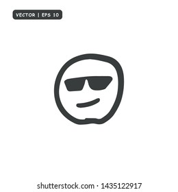 Face Emoticon hand drawn Icon Vector Illustration