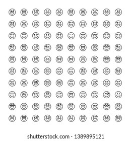 face emoticon icons set line