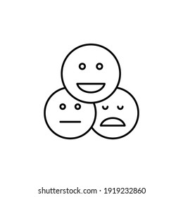 Face emoticon line icon set. Testimonials and customer relationship management concept. Simple outline style. Vector illustration isolated on white background. EPS 10.