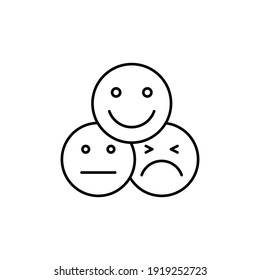 Face emoticon line icon set. Testimonials and customer relationship management concept. Simple outline style. Vector illustration isolated on white background. EPS 10.