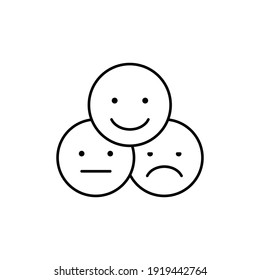 Face emoticon line icon set. Testimonials and customer relationship management concept. Simple outline style. Vector illustration isolated on white background. EPS 10.