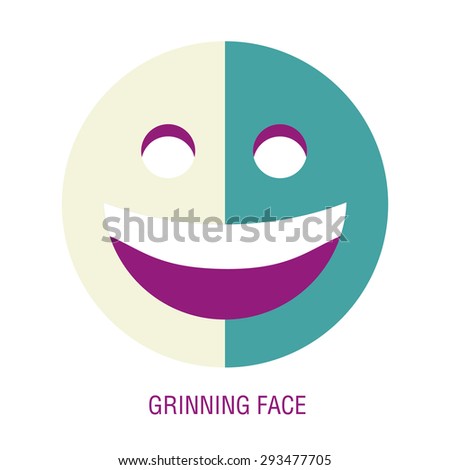 Face. emoticon on a white background, with big toothy smile. Grinning face