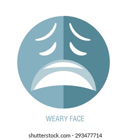 Face. emoticon on a white background,A Vector Cute Cartoon Tired Face. Weary face