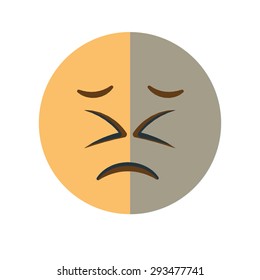 Face. emoticon on a white background,A Vector Cute Cartoon Tired Face. doh face