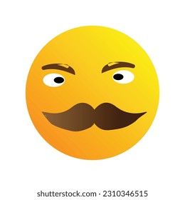 face emoticon with thick black mustache