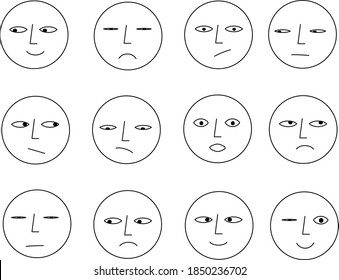 Face emotion collection. Set of vector icons. Flat signs.