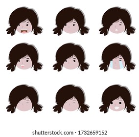 Face emotion concept on white background. Creative idea design. Flat vector illustration for template, brochure or presentation.