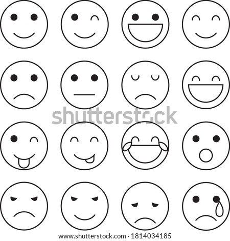 face emotion icons set. All are 16 icons.