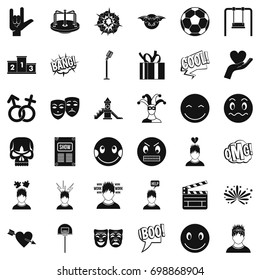 Face emotion icons set. Simple style of 36 face emotion vector icons for web isolated on white background