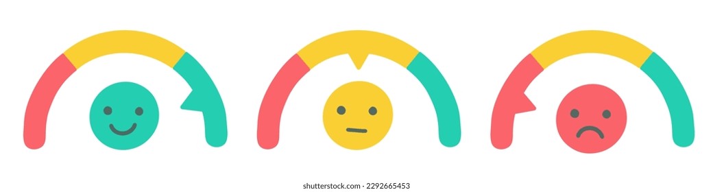 Face of Emotion levels, happy normal and angry. Satisfied scale. vector illustration in flat style.
