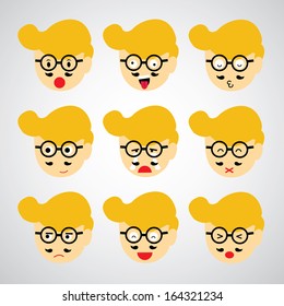 face emotion vector cartoon style