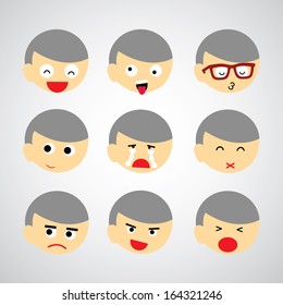 face emotion vector cartoon style 