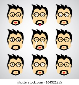 face emotion vector cartoon style