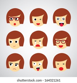 face emotion vector cartoon style 
