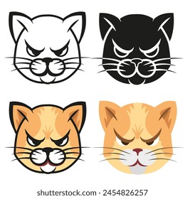 The face of an evil cat. Cat in different styles.Angry cat face. Art for decoration. EPS 10.