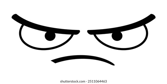 Face with evil eyes. Cartoon sadness expression. Sign for don't touch my suitcase, baggage, bag or luggage. Sad face, eye expressions with emotions 