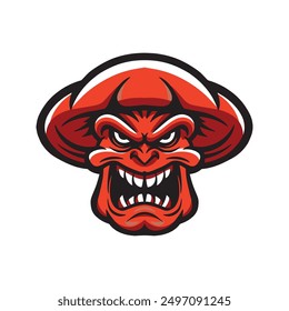 Face of evil mushroom monster.vector illustration