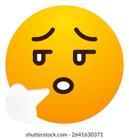 Face exhaling emoji with a sigh of relief or exhaustion. Relieved, tired, frustrated, or exasperated expression
