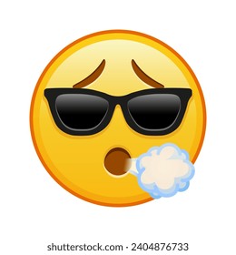 Face Exhaling with sunglasses Large size of yellow emoji smile