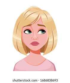 Face Expression Beautiful Blonde Woman Disappointed Stock Vector ...