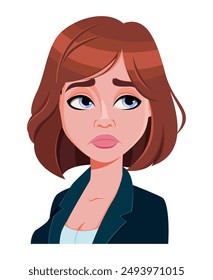 Face expression of beautiful woman, sad. Female emotion. Cute businesswoman 