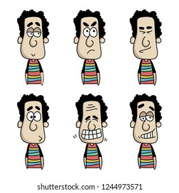 face expression cartoon character, doodle vector