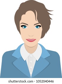 Face expression of a cute woman. Female emotion. Attractive cartoon character. Vector illustration isolated on white background.