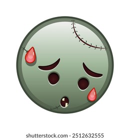 Face with an expression of disappointment and relief Large size of zombie halloween emoji