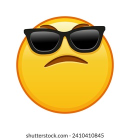 Face with an expression of displeasure with sunglasses Large size of yellow emoji smile