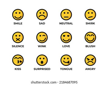 Face Expression Icon Set Vector Stock Vector (Royalty Free) 2184687095 ...