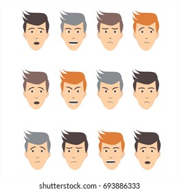 face expression male character cartoon flat design 