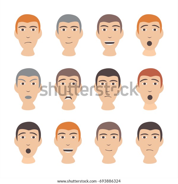 Face Expression Male Character Cartoon Flat Stock Vector (Royalty Free ...