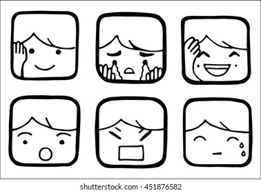 face expression on white background