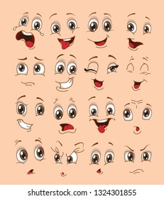 face expression set. vector illustration emoticon cartoon.