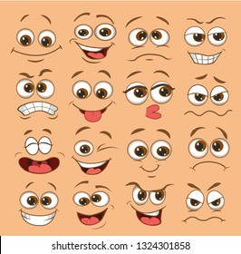 face expression set. vector illustration emoticon cartoon.