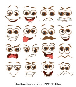 face expression set. vector illustration emoticon cartoon.