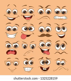face expression set. vector illustration emoticon cartoon.