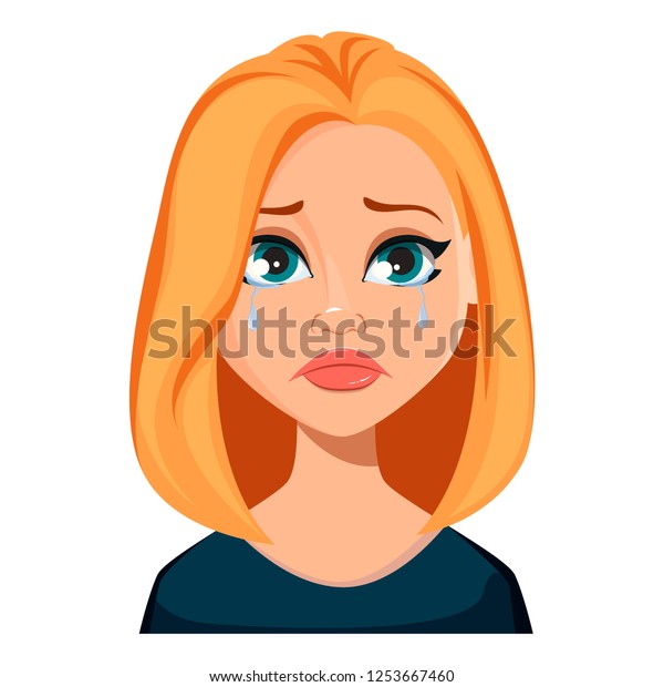 Face Expression Woman Blond Hair Crying Stock Vector (Royalty Free ...