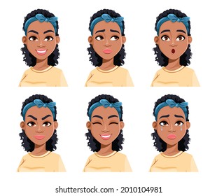 Face expressions of African American woman