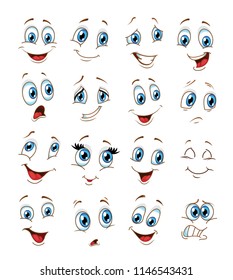 Face Expressions Cartoon. Vector Ilustration