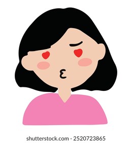 Face expressions of cute black hair woman