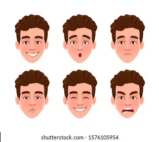 Face Expressions Handsome Man Different Male Stock Vector (Royalty Free ...