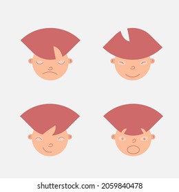 Face expressions of handsome man. Different male emotions set. Young guy cartoon character. Vector illustration isolated on white background