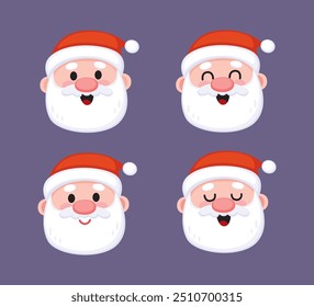 Face expressions of Santa Claus. Cartoon Santa Claus. Christmas character.