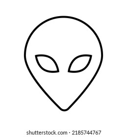 Face of extraterrestrial alien simple monochrome lineart icon vector illustration. Portrait oval head of cosmos creature logo for web application isolated on white