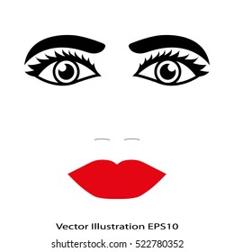 face, eyes, eyebrows, lips, pop, vector icon, eps10