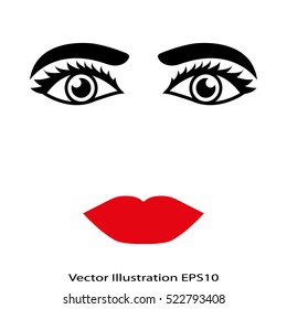 face, eyes, eyebrows, lips, pop, vector icon, eps10