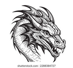 Face of a fantasy dragon sketch illustration Myths and legends