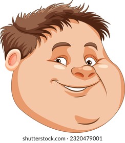Face of fat boy cartoon illustration