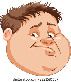 Face of fat boy cartoon illustration